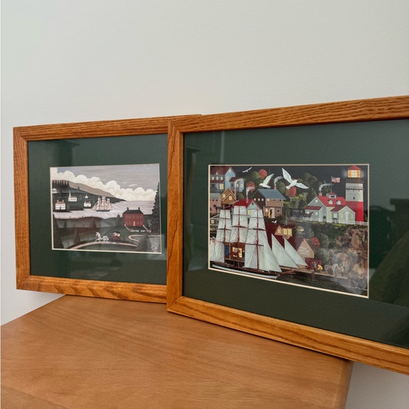 Framed Nautical and Village Art Prints - Picture 2 of 2